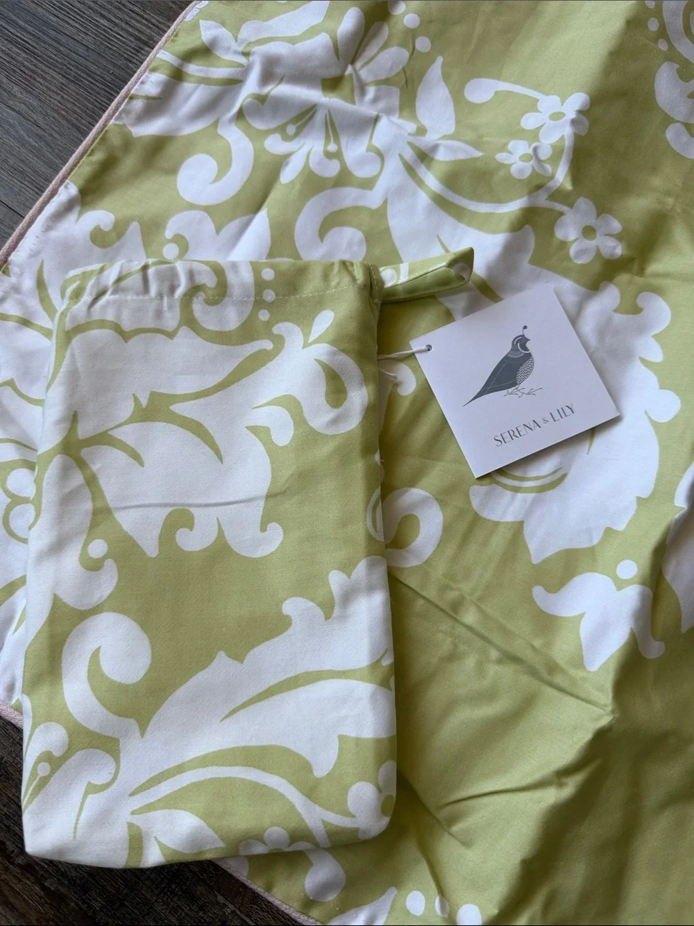 NWT Serena & Lily cotton euro sham light green floral with pink piping